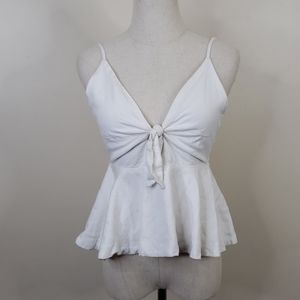 La Vie Boheme White Front Tie Babydoll Tank